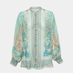 Etro Green Printed Cotton Blend Shirt M