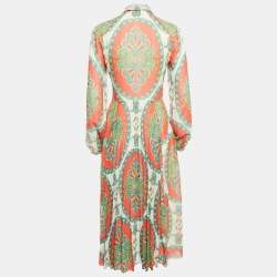 Etro Multicolor Paisley Print Pleated Midi Dress S