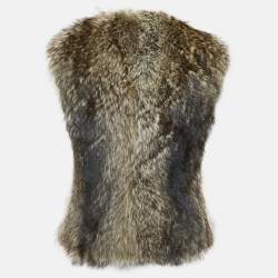 Pre Owned Etro Brown Fur Racoon Fur Waistcoat M