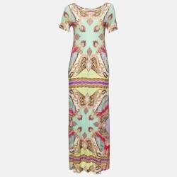 Pre Owned فستان ماكسي إيترو كريب طباعة بيزلي متعددة الألوان صغير