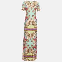 Pre Owned فستان ماكسي إيترو كريب طباعة بيزلي متعددة الألوان صغير