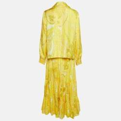 Etro Yellow Printed Silk/Cotton Shirt and Skirt Set M/L
