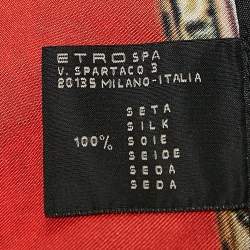 Etro Multicolor Printed Silk Tie-Up Detail Scarf Top One Size 