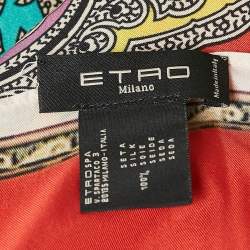 Etro Multicolor Printed Silk Tie-Up Detail Scarf Top One Size 
