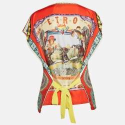 Etro Multicolor Printed Silk Tie-Up Detail Scarf Top One Size 