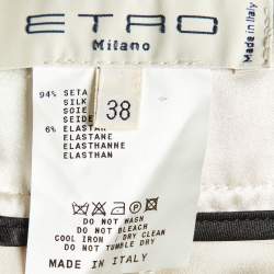 Pre Owned Etro Off-White Printed Satin Silk Knee-Length Skirt S