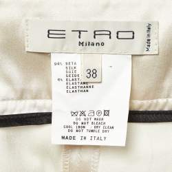 Pre Owned Etro Off-White Printed Satin Silk Knee-Length Skirt S