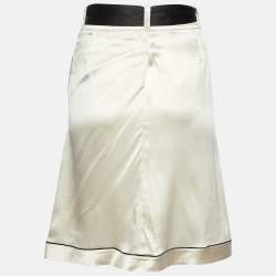 Pre Owned Etro Off-White Printed Satin Silk Knee-Length Skirt S