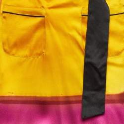 Pre Owned Etro Off-White Printed Satin Silk Knee-Length Skirt S