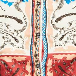 Etro Red Tribal Accent Print Stretch Cotton Shirt S 