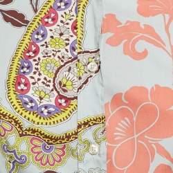 Pre Owned Etro Blue Floral Print Stretch Cotton Shirt S