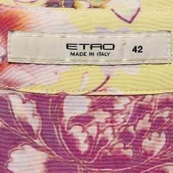 Pre Owned Etro Yellow Floral Silk Full Sleeve Shirt M