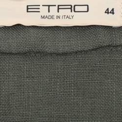 Etro Green Linen Embellished Button Front Jacket M