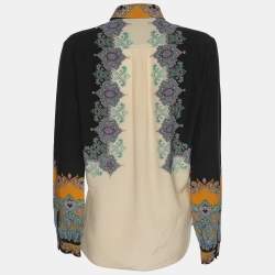 Pre Owned Etro Multicolor Printed Silk Button Front Shirt M