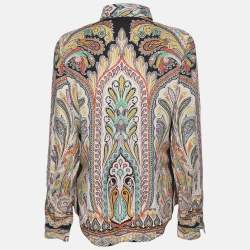 Pre Owned Etro Multicolor Print Cotton Blend Full Sleeve Shirt M