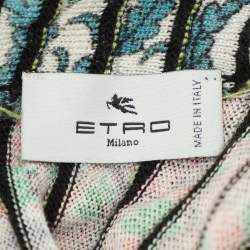 Pre Owned Etro Multicolor Paisley Printed Knit Cold Shoulder Dress M