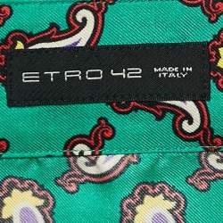 مملوكة مسبقًا Etro Green Silk Paisley Print Button Front Shirt M