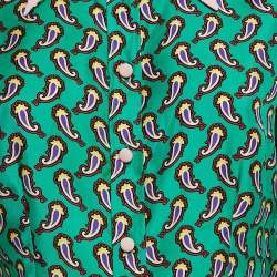 مملوكة مسبقًا Etro Green Silk Paisley Print Button Front Shirt M