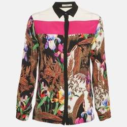 Etro Multicolor Floral Print Silk Long Sleeve Shirt S