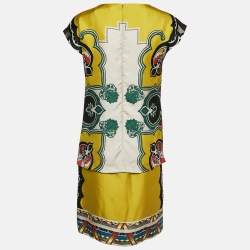 Etro Green Printed Silk Layered Shift Dress S