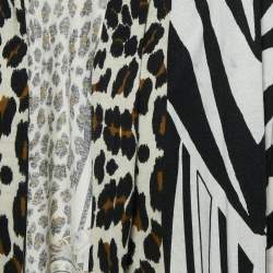 Pre Owned Etro Black Animal Print Jersey Open Front Cardigan M