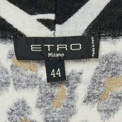 Pre Owned Etro Black Animal Print Jersey Open Front Cardigan M