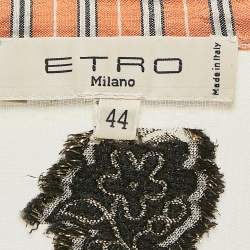 Pre Owned توب إيترو برّاق أبيض بملمس بخامة بروديك برقبة V مقاس متوسط - ميديام