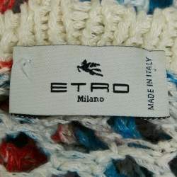 Etro Multicolor Patterned Linen Knit Button Front Long Cardigan M