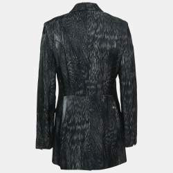 Pre Owned Etro Black Printed Crepe Single Breasted Blazer M