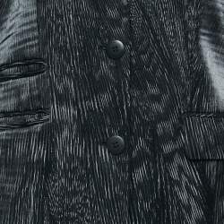 Pre Owned Etro Black Printed Crepe Single Breasted Blazer M