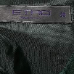 Pre Owned Etro Green Embroidered Wool Cap Sleeve Short Dress S