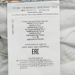 Pre Owned Etro Blue Paisley Print Denim Raw Edge Jeans M Waist 27" 