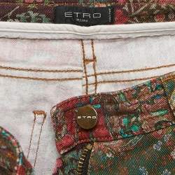 Pre Owned Etro Multicolor Printed Denim Jeans S Waist 27"