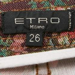 Pre Owned Etro Multicolor Printed Denim Jeans S Waist 27"