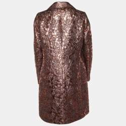 Pre Owned Etro Pink Floral Brocade Button Front Coat L