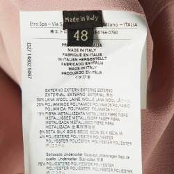 Pre Owned Etro Pink Floral Brocade Button Front Coat L