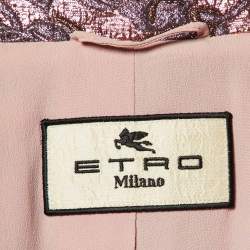 Pre Owned Etro Pink Floral Brocade Button Front Coat L