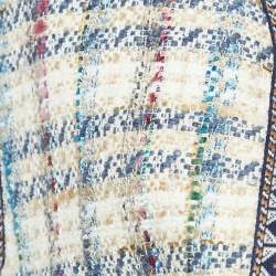 Etro Beige Checks Tweed Open Front Vest and Trousers Set M 