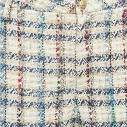 Etro Beige Checks Tweed Open Front Vest and Trousers Set M 