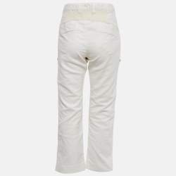 Etro White Denim Fur Detail Straight Pants L