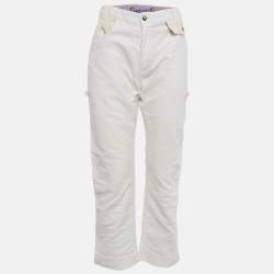 Etro White Denim Fur Detail Straight Pants L