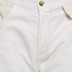 Etro White Denim Fur Detail Straight Pants L
