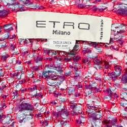 Etro Pink Boucle Fringed Open Front Cardigan One Size