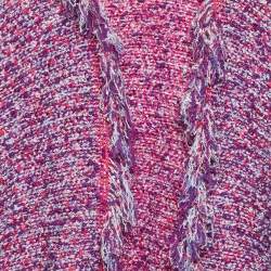 Etro Pink Boucle Fringed Open Front Cardigan One Size