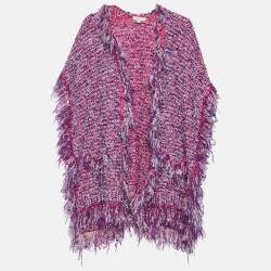Etro Pink Boucle Fringed Open Front Cardigan One Size