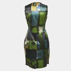 Pre Owned Etro Green Printed Cotton Blend Embellished Mini Dress M 