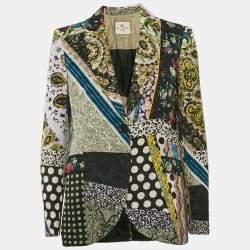 Pre Owned Etro Vintage Multicolor Printed Cotton Blend Single Breasted Blazer M