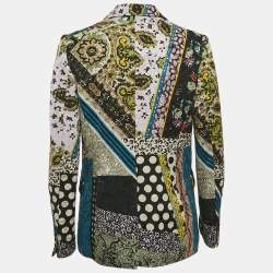 Pre Owned Etro Vintage Multicolor Printed Cotton Blend Single Breasted Blazer M