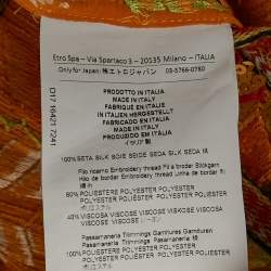 Pre Owned Etro Orange Sequin Embroidered Silk Tank Top S