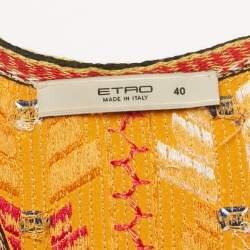 Pre Owned Etro Orange Sequin Embroidered Silk Tank Top S